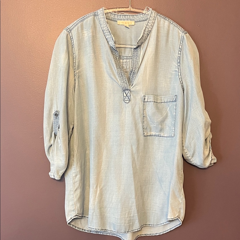 Skies are Blue denim 3/4 sleeve women’s large shirt